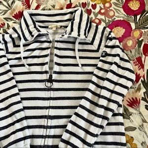 Barbour White Terry Striped Full Zip Jacket